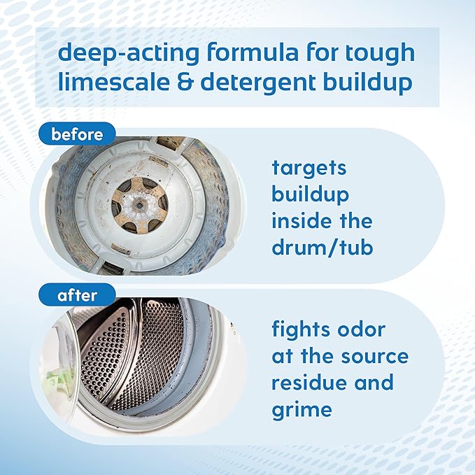 Washing Machine Cleaner Tablets - Oxygen Based HE Top & Front Load Washer Cleaner and Deodorizer Compatible with LG Whirlpool & Most Major Brands - Removes Trapped Odors & Residue (1 Year Supply)