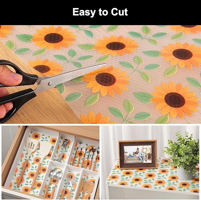 Cooyes Shelf Liner – Premium Non-Adhesive Cabinet & Drawer Liner for Kitchen – Waterproof Shelf Paper with Modern Pattern – Durable EVA Cabinet Mat – Easy to Cut （17.5" W x 197" L）