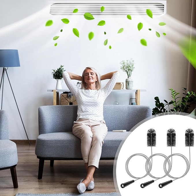 3 Pcs Condensate Trap Flexible Drain Brush, 48 Inch AC Drain Line Cleaning Brush for AC & HAVC Condensate P Trap, Black