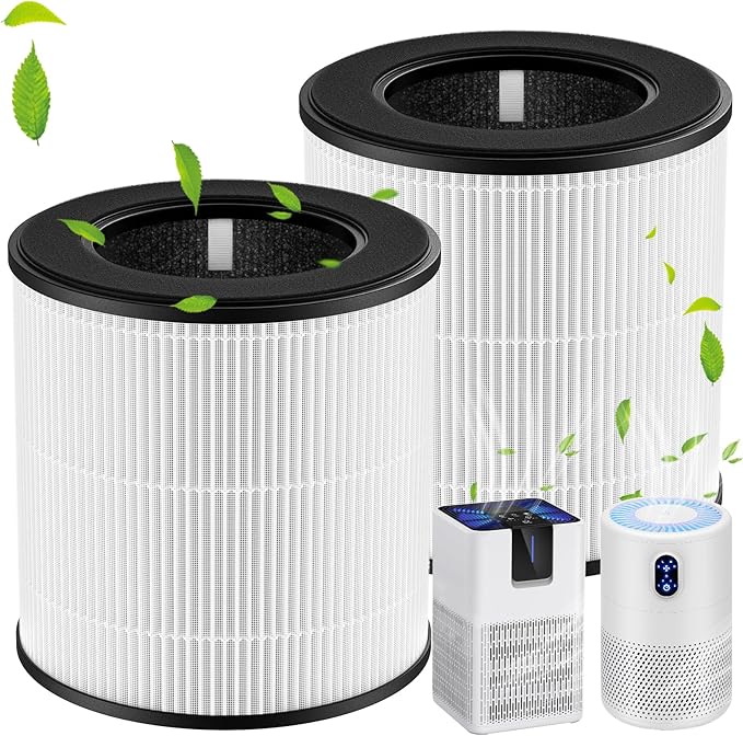 M05 B-D02L Replacement Filter Compatible with MOOKA M05/ B-D02L Air Purifi-ers, for KOIOS B-D02L, for VEWIOR B-D02U, HEPA Filter and Activated Carbon Filtration for M05/ B-D02L, 2 Pack, White