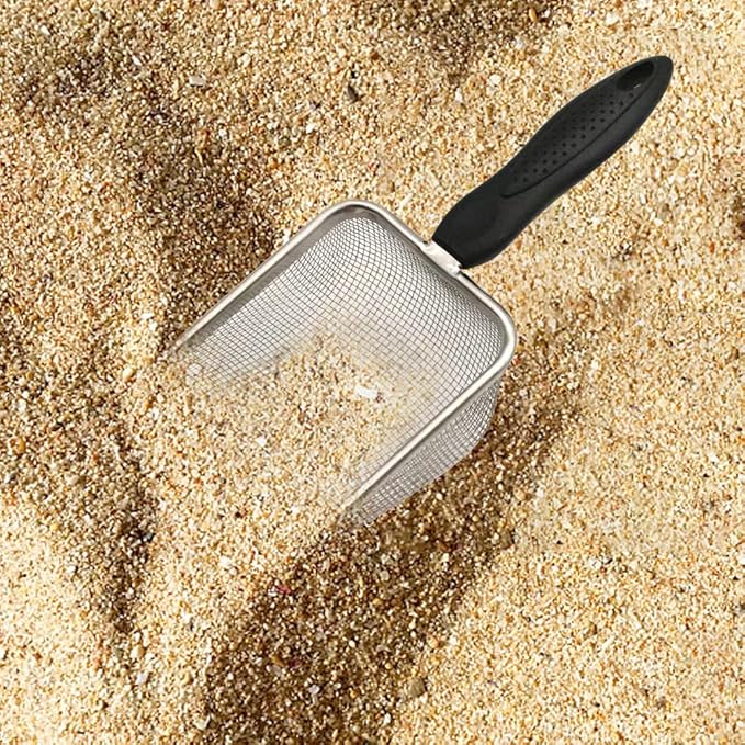 Reptile Sand Scooper,Stainless Steel Fine Mesh Reptile Substrate Scoop Terrarium Substrate Litter Cleaner Reptile Sand Shovel for Sand Bedding