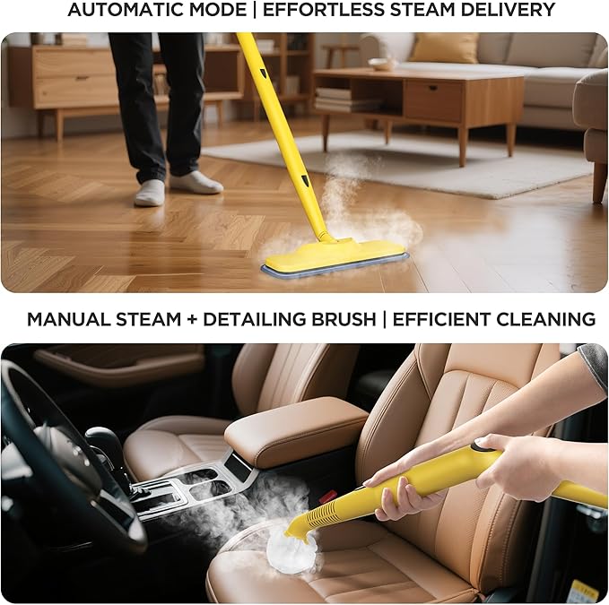 All-in-1 Steam Cleaner with 25 PSI High-Pressure Boiler, 21-Piece Accessory Kit, Portable Handheld & Floor Steamer for Tiles, Grout, Furniture and Car, Chemical-Free Deep Cleaning,3 Colors Selection