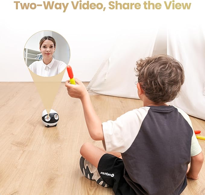Enabot EBO Air 2S FamilyBot Home Robot Camera: 2.5K Indoor Pet Cam, Movable Robot Camera, 2-Way Video, Auto-Recharge, Long Battery Life, Custom Facial Image, Night Vision