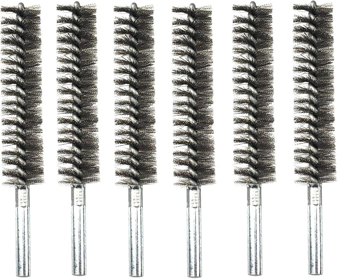 6pcs Pipe Cleaning Brush Set Stainless Steel Bristles, Stainless Steel Pipe Brush for Auto Parts, Tubes, Etc. (3/5"(15mm))