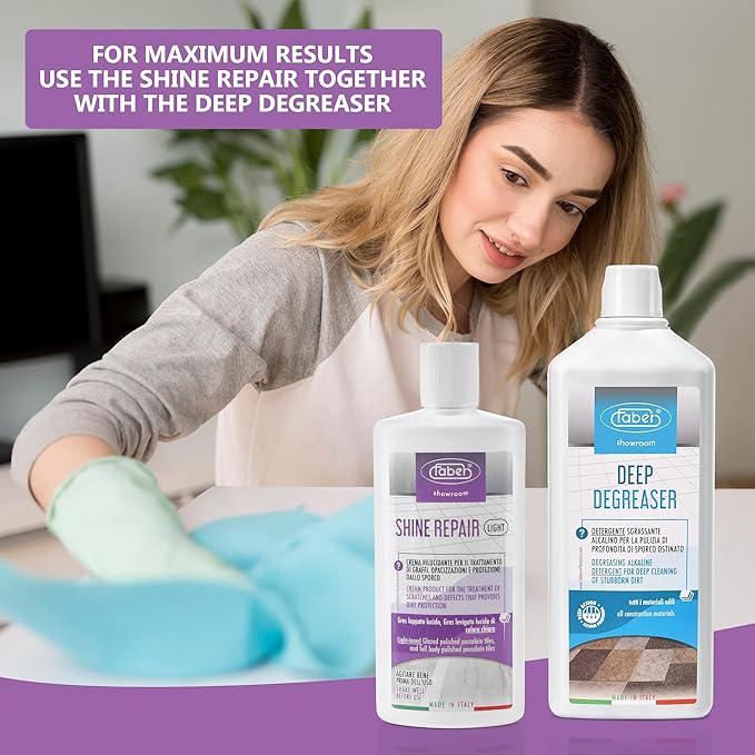 FABER Floor Shine Repair - Premium Floor Polishing Cream for Scratches & Defects, Protects from Dirt - Perfect for Colored Glazed & Full Body Polished Porcelain Tiles – Professional & Home Use