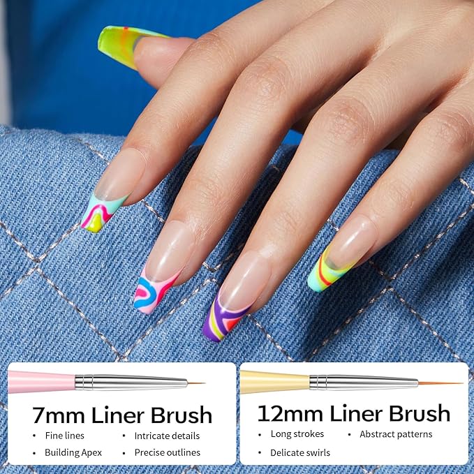 Modelones Nail Art Brushes Set, Nail Brush kit Gel Polish, Extension Gel, Liner, Clean up, Carving, Apex Building, Dotting Pens Professional Tools for Drawing Painting 3D Design Salon & DIY Use