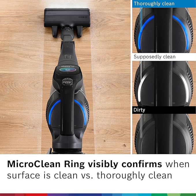 Bosch Unlimited 10 Cordless Stick Vacuum, Up to 80-Min Runtime, 90° Flex Tube, Fast Charger, MicroClean, >99.9% Dust Pick-up, HEPA Filter, Pet Hair, Carpets & Hard Floors, 6 Accessories, Black