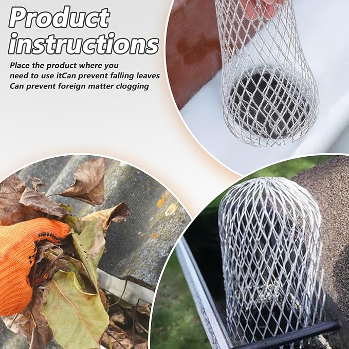 20 Pcs Gutter Downspout Guards 3.5 Inch Aluminum Leaf Filter Strainer Expandable Gutter Downspout Protector for Preventing Blockage Leaves Debri