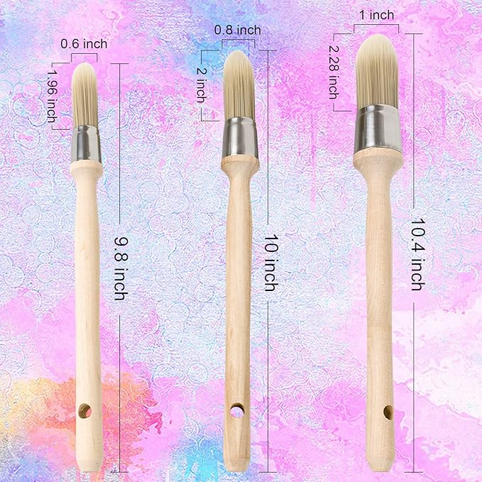 Trim Painting Tool, 3 Packs with 0.6Inch, 0.75Inch, 1Inch Small Paint Brushes for Walls, Touch Up, Edge Painting Tool, Round Paint Brush for House Wall Edges, Trim Paint Brushes