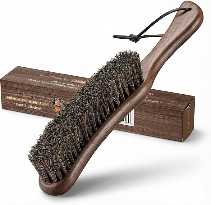 Lint Brush for Clothes with 100% Soft Horse Hair Bristle, Large Walnut Wood Handle, Lint Remover for Hat, Pet Hair, Suits, Cashmere, Wool, Velvet, Suede, Shoe