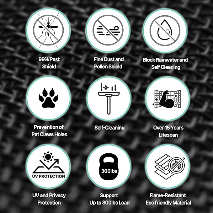 Premium Window Screen Replacement DIY KIT 39" 51" Blocks Rain, Pet Scratch, Pollen, Fine Dust 99%, 30Mesh Durable New Material (W39in X L120in-Only Screen)