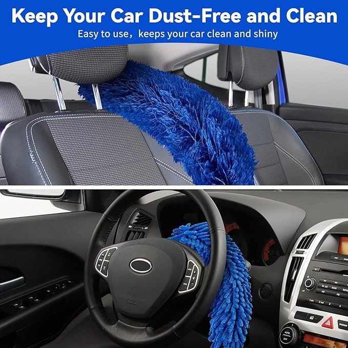 Duster 6-in-1 Kit, Duster with Extension Pole 100 Inches, Dusters for Cleaning, Cobweb Duster, Microfiber Feather Dusters for High Ceilings and Fans, Blinds, Cars and Furniture
