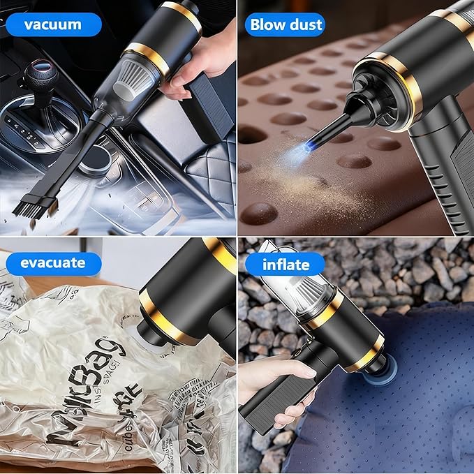 Car Vacuum Portable Cordless,Car Vacuum Cleaner high Power, Home Handheld Vacuum 30Mins Battery,Blue Portable Vacuum Cordless 5000mAh Battery,15000 Pa Powerful Suction. (Blue)