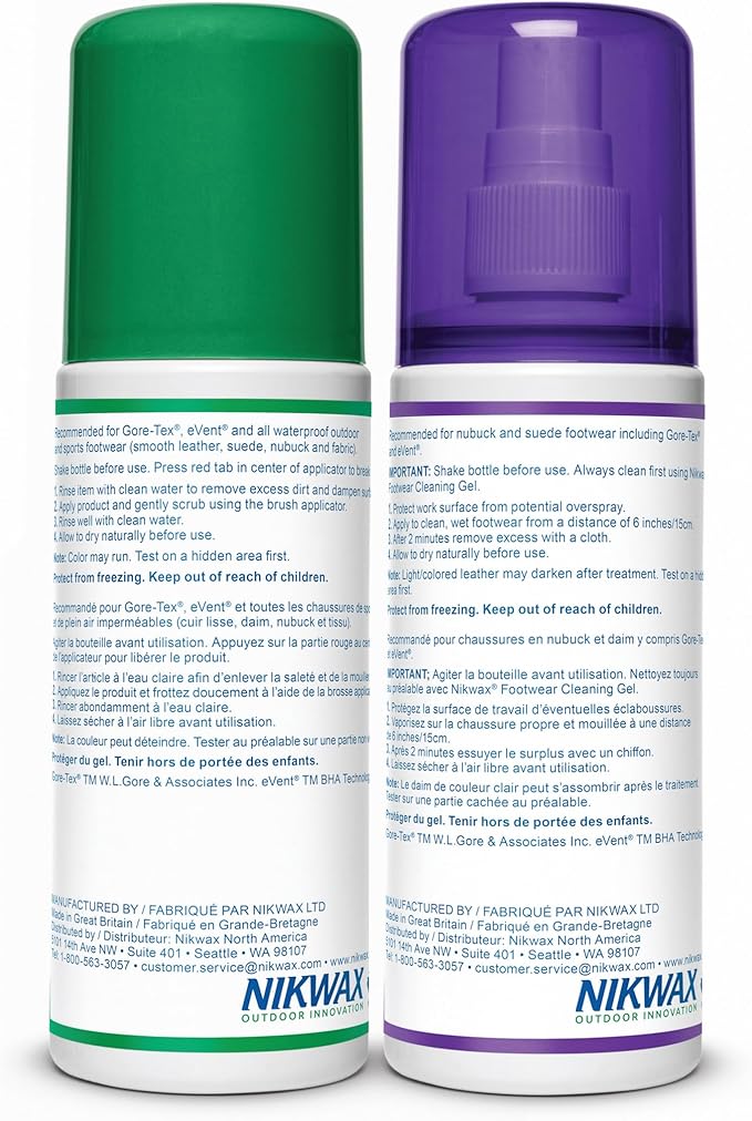 Nikwax Nubuck & Suede Proof Duo-Pack Clean & Waterproof Spray Restores DWR Water Repellency, Leather Shoe Care, Boot & Footwear Cleaner with Scrub Brush, Rain Protection, Safe for Gore-Tex