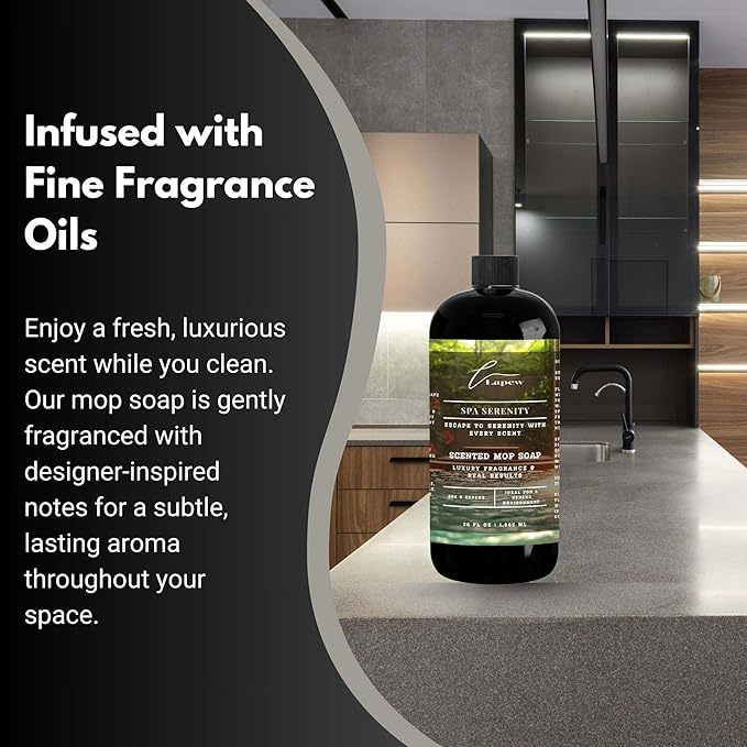 Luxury Floor Cleaner, Scented Mop Soap Concentrate | Hard Floor Cleaner for Tile, Vinyl, Laminate, LVP & Sealed Hardwood | Low-Foam, Streak-Free | 36 oz | Spa Serenity