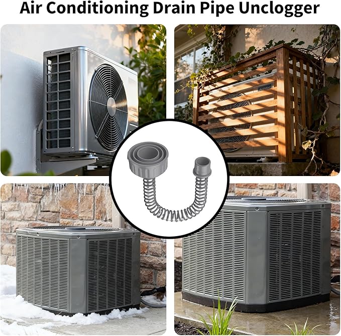 AC Drain Line Cleaner, A/C Condensate Drain Line Cleaner Adapter, hvac tools, Universal Fit AC Drain Line Unclogger, Compatiable With Most PVC Pipe Sizes, Easy To Use, Grey
