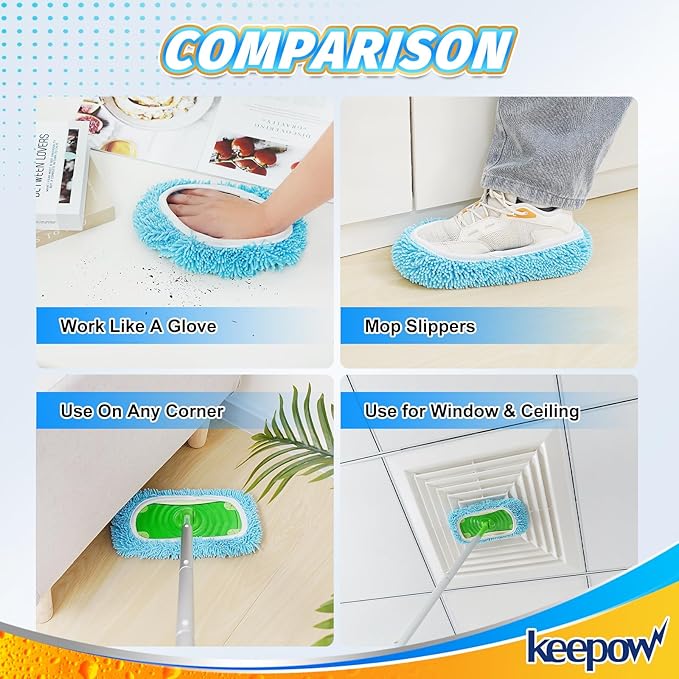 KEEPOW Wet Pads Refill for Swiffer Sweeper Mop and Sweep & Mop Deluxe - Dry Sweeping Cloths for Floor Mopping and Cleaning - Pet Heavy Duty Pads Refills, Upgraded Reusable (6 Pack)