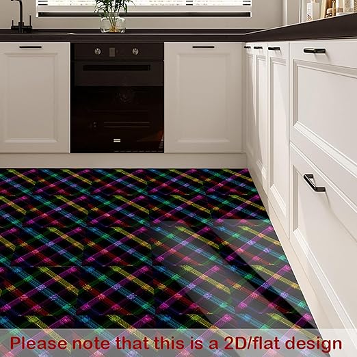 Nuxovilar Peel and Stick Vinyl Floor Tiles - 12x12 Inch Colorful Crisscross Pattern, 10 Pcs Self-Adhesive Flooring for Easy Install