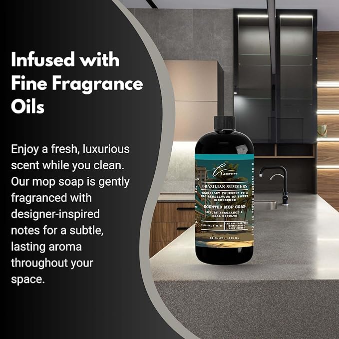 Brazilian Summers Scented Mop Soap Concentrate 36 oz | Premium Fragranced Floor Cleaner | Streak-Free | Hard Floor Cleaning Solution | Eco Friendly | Made in USA