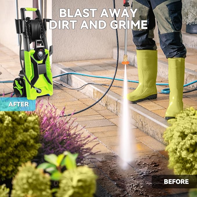 5000 PSI Adjustable Pressure Cleaner, 2025 New Power Cleaner Pressure Adjustable (2500PSI-5000PSI) with 33ft Pressure Hose, 4 Nozzle and Detergent Tank for Cars, Upgraded 7050