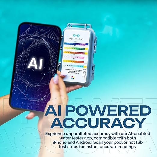 Advanced Pool & Hot Tub Test Strips with AI-Powered Mobile App - All-in-One Water Test Kit for Pools, Spas, and Above Ground Pool Accessories (Starter kit)
