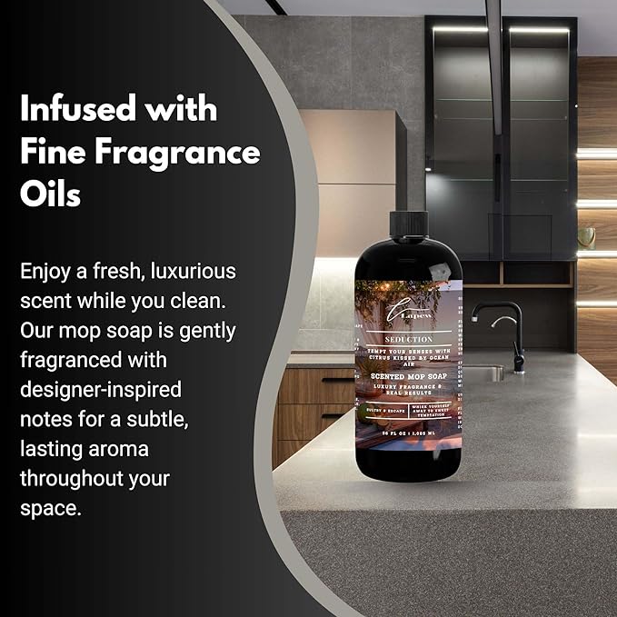 Luxury Floor Cleaner, Scented Mop Soap Concentrate | Hard Floor Cleaner for Tile, Vinyl, Laminate, LVP & Sealed Hardwood | Low-Foam, Streak-Free | 36 oz | Seduction