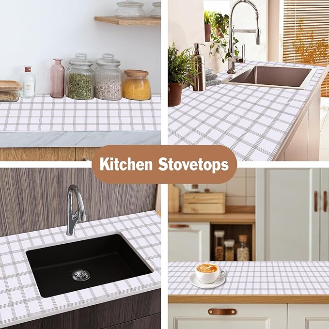 Shelf Liners for Kitchen Cabinets 12in x 10FT, Non Adhesive Drawer Liner White Square Thickened Shelf Liner Non-Slip Easy to Clean for Tool Box Refrigerator with Knife and Tape Measure