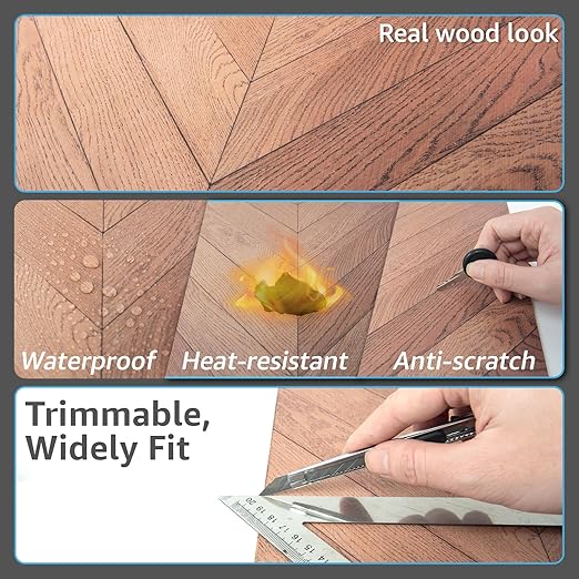 Art3d 30-Pack Herringbone Peel and Stick Vinyl Floor Tiles, 12" x 12" Self Adhesive Waterproof Wood Flooring Plank for Kitchen Bathroom Bedroom, Cover 30 Sq. Ft, Brown