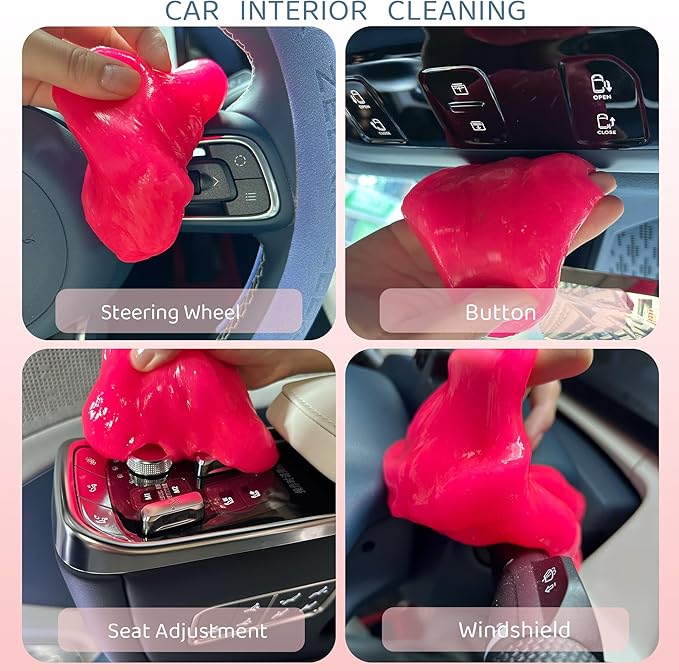 Car Cleaning Gel Putty Car Interior Cleaner Slime Auto Detailing Tools Universal Dust Removal Cleaning Kit for Car Accessories Vents 3C Office Scented 1Pack Rose