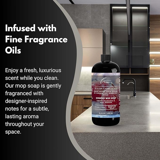 Luxury Floor Cleaner, Scented Mop Soap Concentrate | Hard Floor Cleaner for Tile, Vinyl, Laminate, LVP & Sealed Hardwood | Low-Foam, Streak-Free | 36 oz | Winter Candy Apple