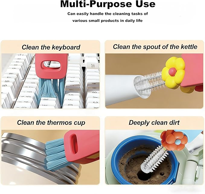 3 in 1 Multifunctional Bottle Cleaning Brush Set for Cup Lids and Tight Gaps, Home Kitchen Water Bottle Cleaner Brush for Plastic Cups and Crevice Cleaning, 3PCS