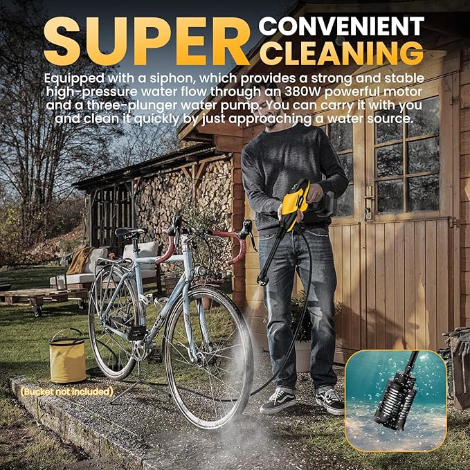 800 PSI Cordless Pressure Washer for Dewalt 20V Battery, Portable Handheld Power Washer with Brushless Motor, 6-in-1 Nozzle, 3 Level Adjustable for Car Yard Fence Wall Cleaning (Battery Not Included)