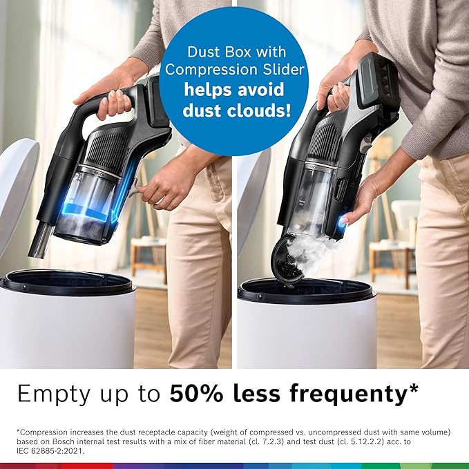 Bosch Unlimited 10 Cordless Stick Vacuum, Up to 80-Min Runtime, 90° Flex Tube, Fast Charger, MicroClean, >99.9% Dust Pick-up, HEPA Filter, Pet Hair, Carpets & Hard Floors, 6 Accessories, Black