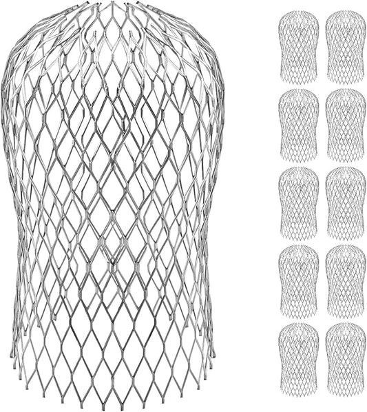 10 Pack Gutter Downspout Guards 3.5 Inch Adjustable Aluminium Filter Strainer, Expandable Gutter Strainer for Preventing Blockage Leaves Debris Drain Net Cover Gardening Tools