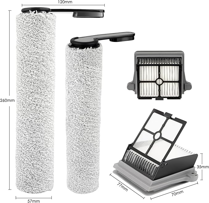 【Only for Version 1, ROLLER HANDLE NOT DETACHABLE】(6 Pack) Brush Rollers and HEPA Filters for Tineco Floor ONE S7 PRO/ONE S6 Smart Cordless Wet Dry Vacuum Cleaner, 3 HEPA Filters, 3 Brush Rollers