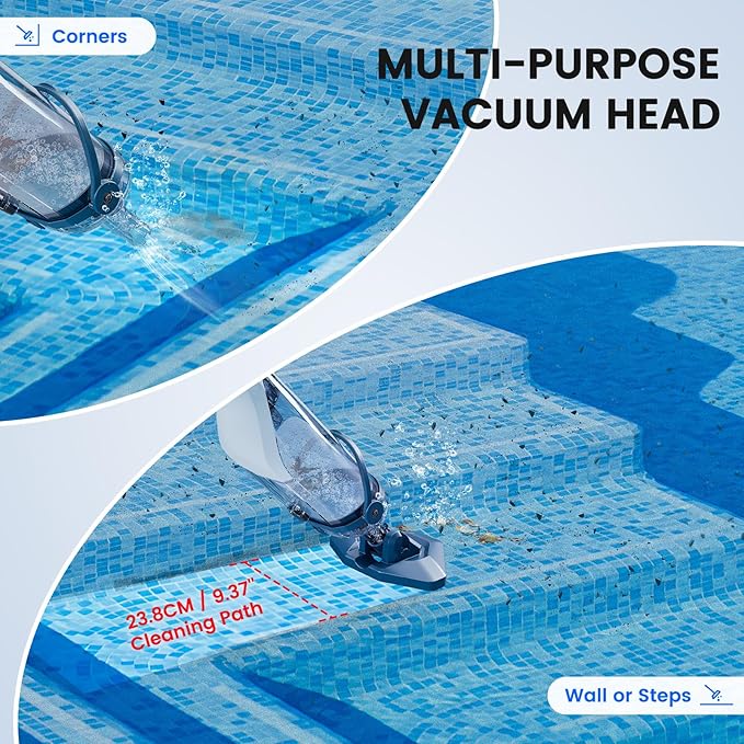 Enhulk Rechargeable Handheld Cordless Pool Vacuum for Above Ground Pool and Inground Pool(2025 Upgraded),60-Minute Runtime,Powerful Suction up to 18.5 gallons/min, Efficient Leaf and Debris Removal