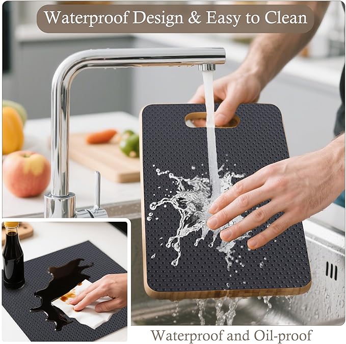 Shelf Liner for Kitchen Cabinet 20 Inch Wide X 20 Ft Non-Slip Drawer Mat Waterproof & Oil-Proof Cabinet Mat for Cupboard Pantry Bedroom Home Non Adhesive Refrigerator Shelf Liner (Black)