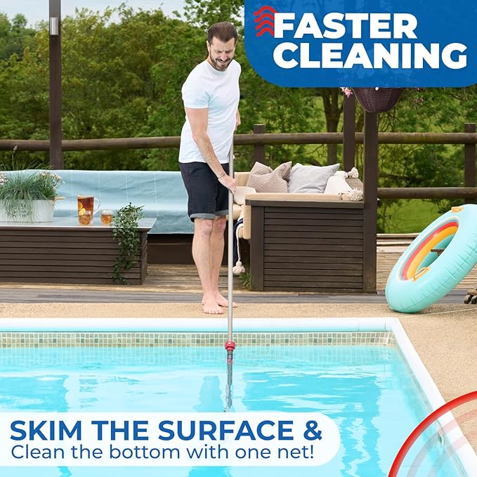 ProTuff 17" Silt Net Pool Skimmer for PROS – “490 Promise” Unlimited Unconditional Replacement – Ultra-Durable Ultra Fine Net for Silt – Heavy-Duty Aluminum Frame, EZ-Clip & Deep Bag for Cleaning