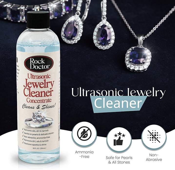 Rock Doctor Jewelry Cleaner Spray – Gentle Solution for Diamonds, Gold, Silver, Pearls, & Precious Stones – Restores Sparkle & Shine – 8 oz