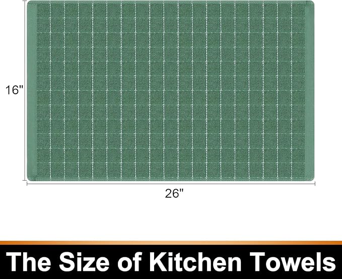 Mordimy 100% Cotton Terry Cloth Kitchen Towels, Super Soft and Absorbent Dish Towels for Drying, Checkered Designed Hand Towels for Kitchen, 16 x 26 Inches, 6 Pack, Grass Green