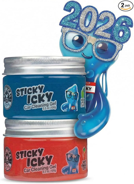 Chemical Guys Sticky Icky Car Cleaning Gel, Green Apple & Sweet Strawberry Scent - Detailing Kit, Car Dust Crevice Cleaner, Slime Auto Air Vent, Cleaning Putty For Keyboard Cleaner (2 Pack) - CJK1002