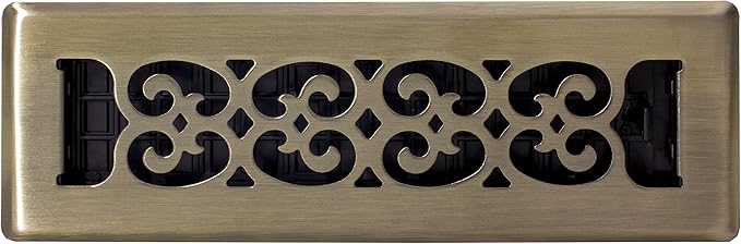 Decor Grates SPH210 Scroll Design Floor Register, 2x10, Antique Brass Finish
