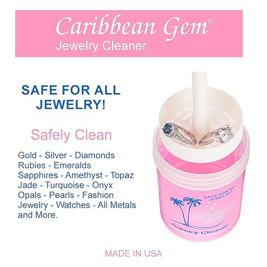 Jewelry Cleaner Kit 8oz with Basket, Brush & Polishing Cloth - All Purpose Jewelry Cleaner Solution for Gold, Silver, Diamonds, Rings, Necklaces, Gems, Precious Stones & Metals