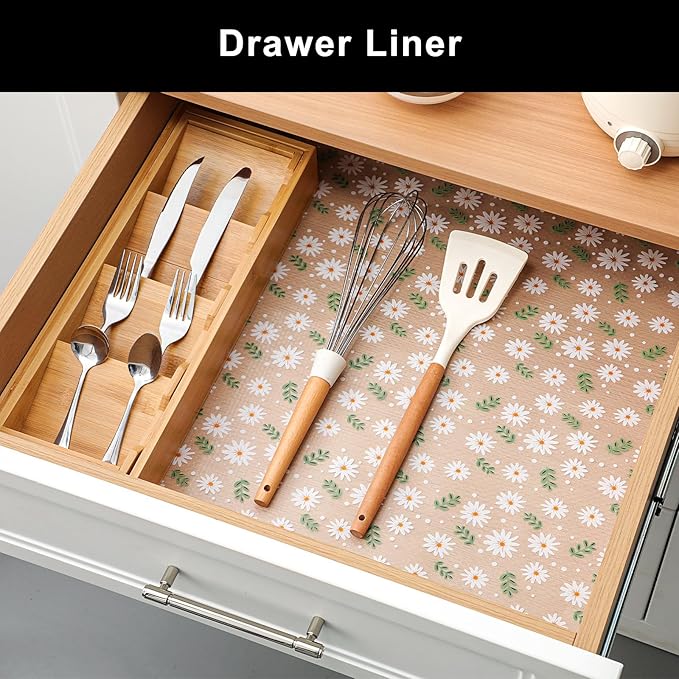 Cooyes Shelf Liner – Premium Non-Adhesive Cabinet & Drawer Liner for Kitchen – Waterproof Shelf Paper with Modern Pattern – Durable EVA Cabinet Mat – Easy to Cut （24" W x 360" L）