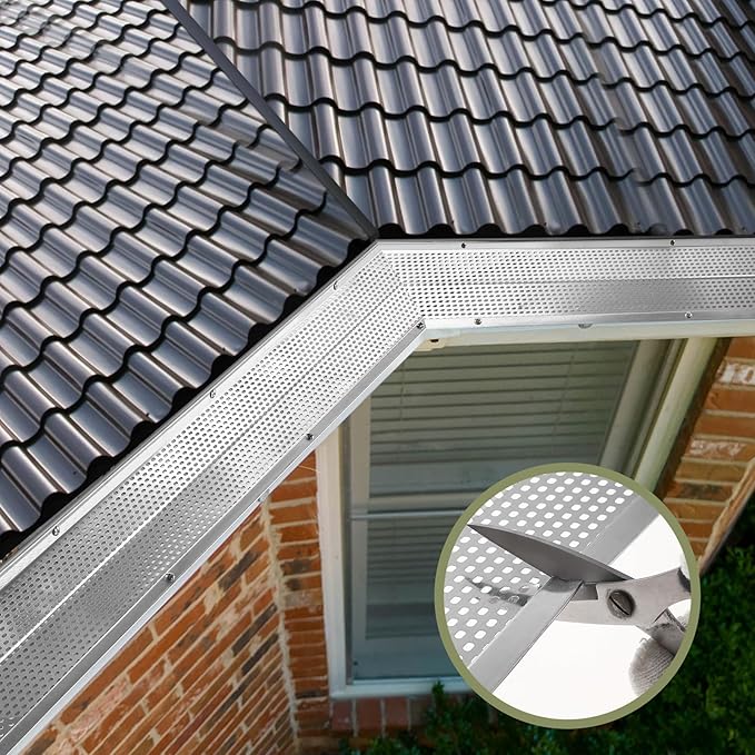 Gutter Guard, 5 inch Aluminum Gutter Guards, 20Pack-80ft, DIY Leaf Guards Protection for Gutters, 5" Rain Gutter Screen for Downspouts & Roof, Prevents Clogs & Debris, with Screws