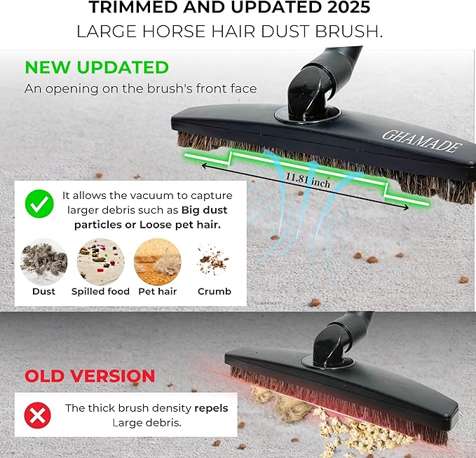Universal Vacuum Attachments & Brushes Kit - Hardwood Floor Vacuum Brush Head Attachment & Shop-vacs Accessories - Universal Vacuum Hose Adapter Kit & Dryer vent Flexible Crevice Attachment