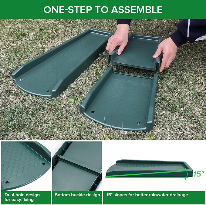 Splash Blocks for Gutters Downspouts, 24" Downspout Extensions for Rain Water Drainage, Thickened Gutter Splash Guard with Fixing Piles(1 Pack, Green)