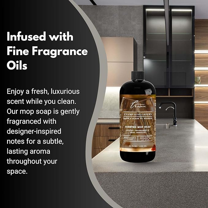 Luxury Floor Cleaner, Scented Mop Soap Concentrate | Hard Floor Cleaner for Tile, Vinyl, Laminate, LVP & Sealed Hardwood | Low-Foam, Streak-Free | 36 oz | Champagne Cheers
