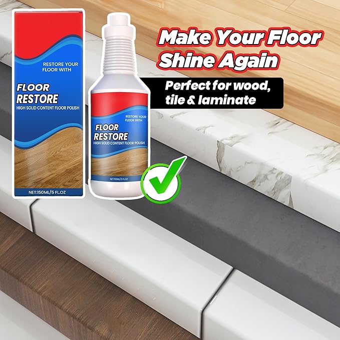 Floor Restore Wood Floor Polish 5 fl oz (150 ml), Hardwood Floor Restorer, Floor Shine Enhancer for Laminate Vinyl Bamboo, Quick Dry Protective Floor Care (1 PACK)