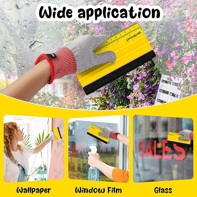 TECKWRAP Squeegee for Vinyl Felt Squeegee Scraper Tool for Decals, Inkjet Sticker Paper, and Wallpaper - 6"x2.9", Scratch-Free Application (Yellow)